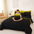 thumbnail image 4 of jejeloiu Gradient Geometric Print 7pcs Bedding Comforter Set For Boy,Yellow Black Ombre Art Queen Bedding Sets For Kids,Reversible, 4 of 7
