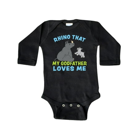 

Inktastic Rhino That My Godfather Loves Me with Cute Rhinos Gift Baby Boy or Baby Girl Long Sleeve Bodysuit