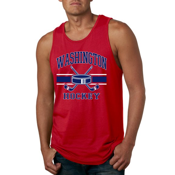Wild Bobby City of Washington Hockey Fantasy Fan Sports Men's Tank Top, Red, Large