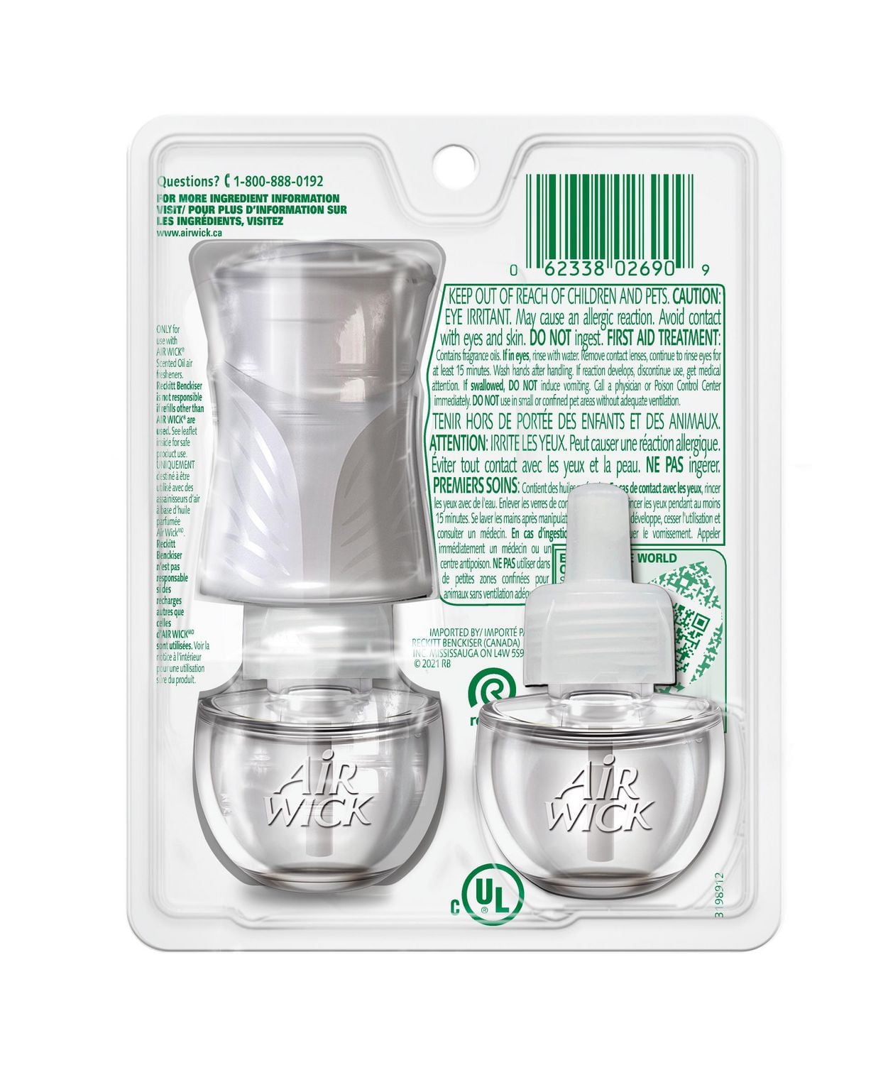 Air Wick Plug In Scented Oil Kit, Apple Blossom & Cotton, 1 Warmer + 2 Refills