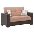 thumbnail image 3 of Ottomanson Origins Sleeper Loveseat, Beige/Brown Leatherette Chenille, 3 of 9