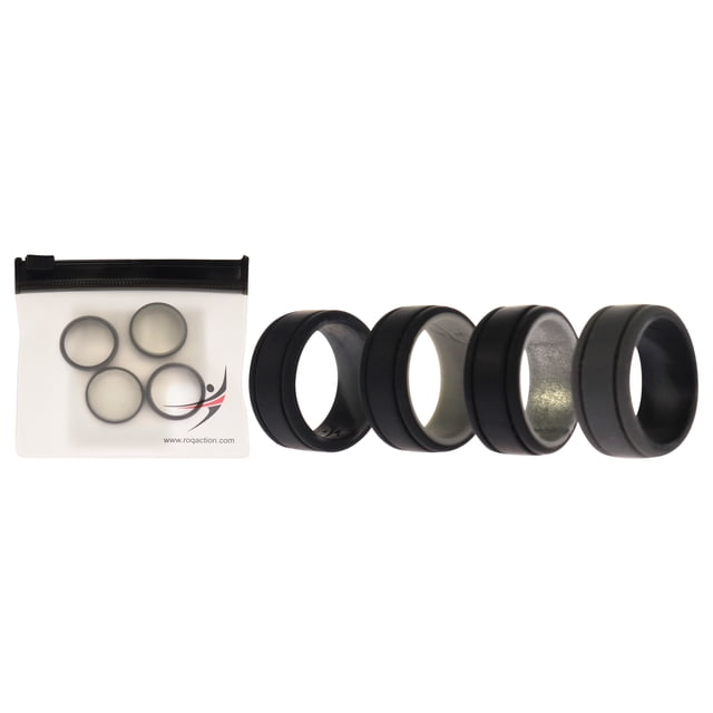 Juego de Anillos de Boda de Silicona ROQ 2 Capas Plata-Camuflaje 4 x 7 mm