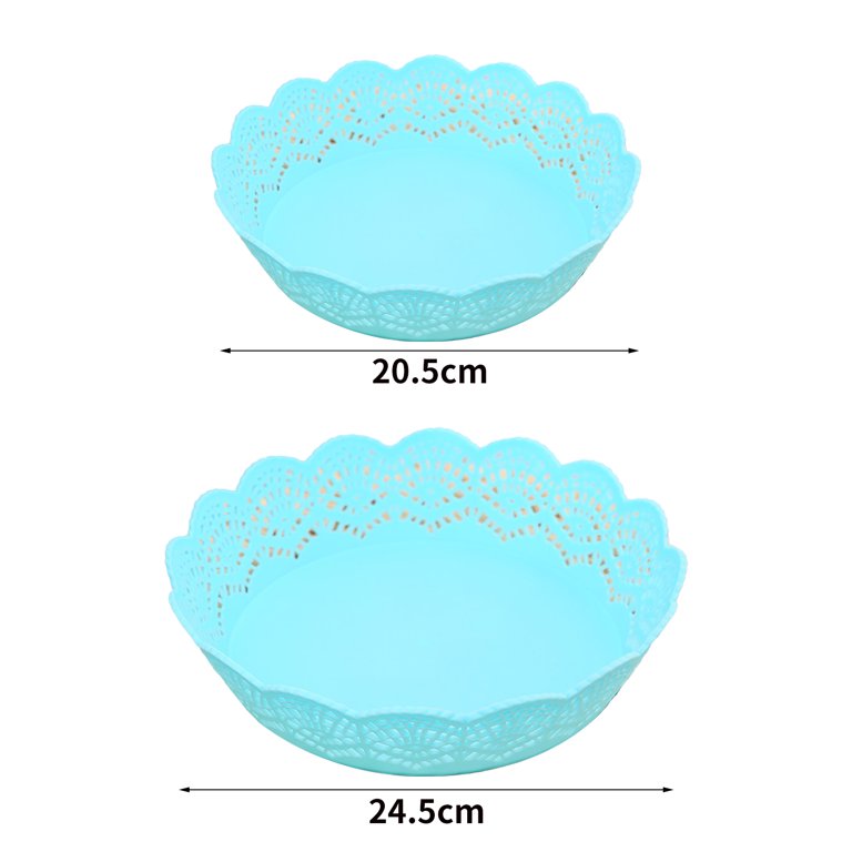 Waroomhouse Fruit Bowl Chinese Style High Transparency Relief Carving  Ripple Texture Large Capacity Storage Simplicity Plastic Fruit Vegetables  Clear