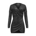 thumbnail image 4 of Oksale Womens Sparkly Sequin Dresses Slim Fit Mini Dress Cozy Long Sleeve Dresses Sexy Deep V Neck Party Dress 2025 Black M, 4 of 5
