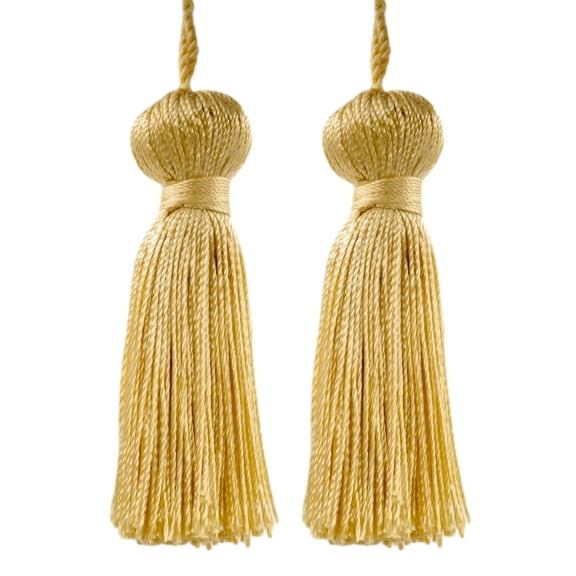 3" (7.5cm) Small Bell Tassel | Craft Tassel # BT3,, Light Gold #B7 (Light Yellow Gold) Set of 2