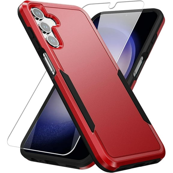 for Samsung A15 5GCase,Samsung Galaxy A15 5G Case with Screen Protector,Heavy-Duty Tough Rugged Shockproof Protective Phone Case for Galaxy A15 5G, Red