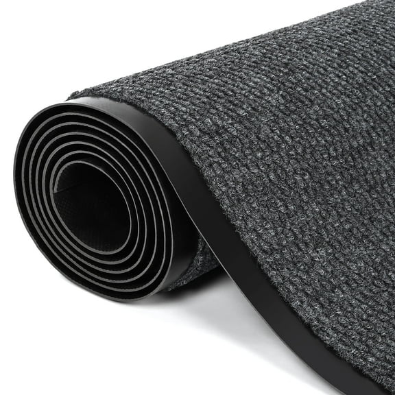 PPOSFPH 3 x 10 ft Commercial Rug Non-Slip Entrance Mat, Indoor Outdoor Runner Rug with Rubber Backing, Utility Rug for Home Office High Traffic Area, Gray