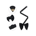 thumbnail image 3 of Men's Ribbon Leaf Pendant Pre-tied Bow Ties Necktie  Collar Fashion for School Uniform Wedding One Size Black, 3 of 5
