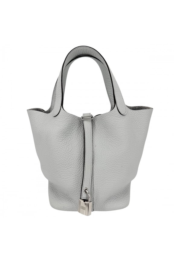 Pre-Owned Hermes Picotin Lock PM handbag for women, with Twilly scarf, light blue, HERMES Z...