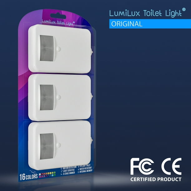 LumiLux Toilet Detection, 16-Color LED, Internal Memory, 3-Pack (White) Walmart.com