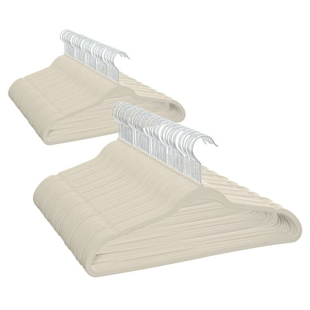 Better Homes & Gardens Non-Slip Velvet Clothes Hangers, 100 Pack, Beige, Space Saving