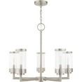 thumbnail image 2 of 5 Light Brushed Nickel Outdoor Chandelier with Clear Glass Shade, 2 of 5