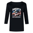 thumbnail image 7 of Women's USA 250th Anniversary Fashion Printed 3/4 Sleeve Top, Casual Round Neck Pullover T-Shirt, Lightweight Soft Summer Blouse, Spring Daily Wear, Plus Size S-4XL, 7 of 7