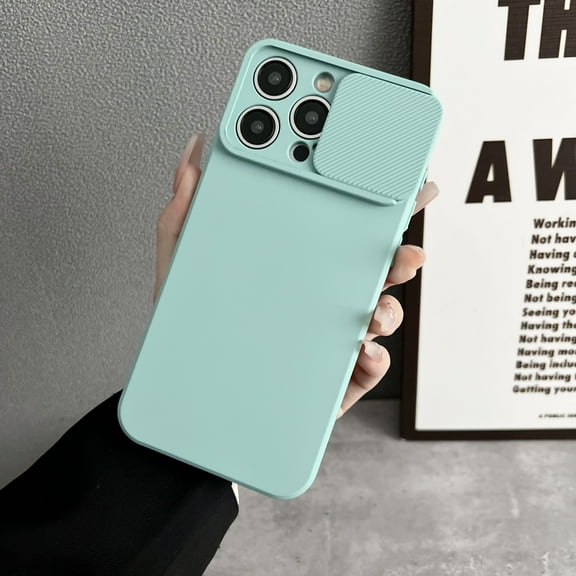 Compatible with iPhone 7 / 8 / SE 2020 / SE 2022 Case, [Smooth Silicone Full Coverage Camera] [Drop Protection], Shockproof Slim Soft Microfiber Lining Camera Lens Slide Protective Case, Iceblue
