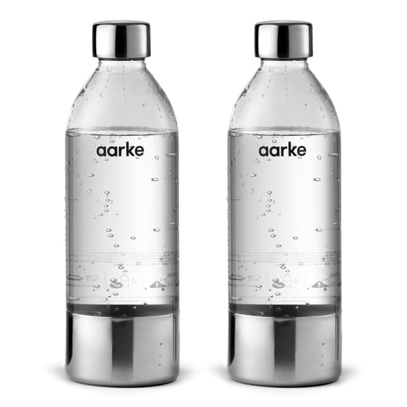 Aarke Bouteille Réutilisable en Acier Inoxydable Extra PET pour Carbonateur l, ll et 3, Sans BPA et Non Toxique, 1L/34 fl oz (Lot de 2)