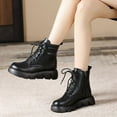 thumbnail image 6 of Lovskoo Combat Boots Womens Round Toe Platform 2024 Winter Cotton Thick Sole Short Velvet Warm Cotton Shoes Black, 6 of 7