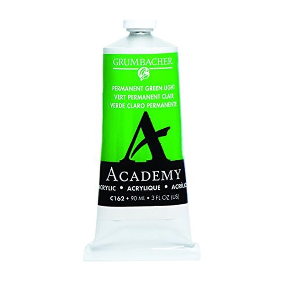 Grumbacher Academy Acrylic Paint, 90ml/3 oz Metal Tube, Permanent Green Light