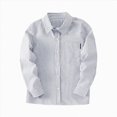 thumbnail image 3 of WXFAZCVU Boys Dress Shirts Kids Lines Long Sleeved Button Down Shirt Versatile Daily Wear Size 9-10 Years, 3 of 4