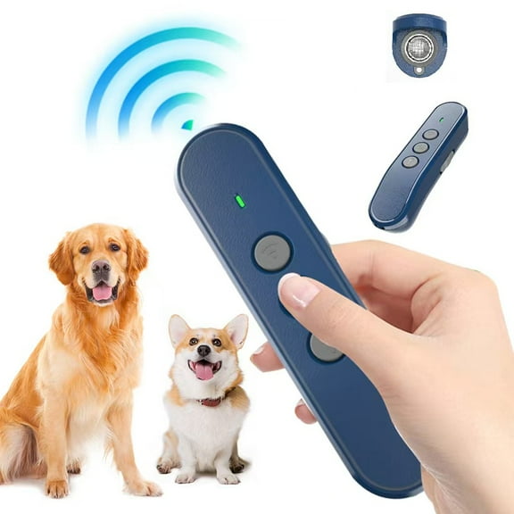 Handheld Ultrasonic Dog Deterrent with Whistle, Blue