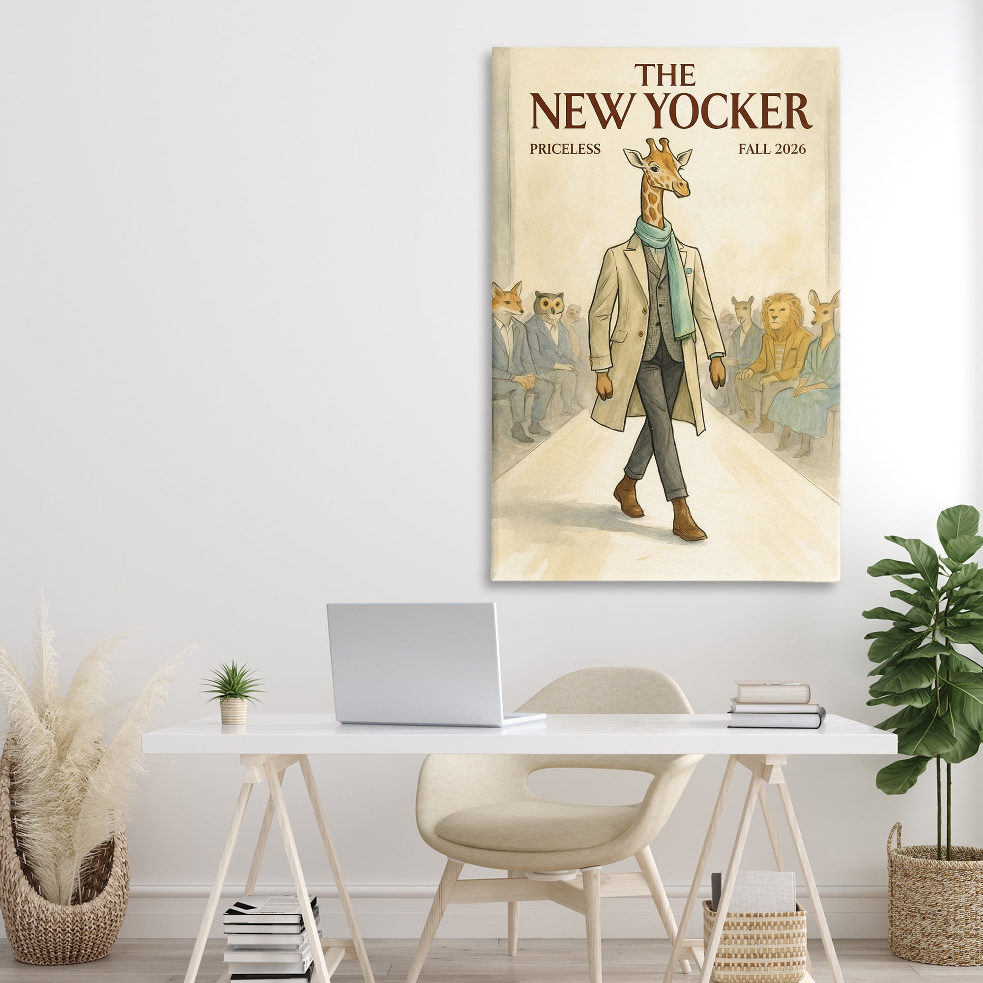 Stupell Industries New Yocker Giraffe Model Canvas Wall Art, design by Grotto Studios
