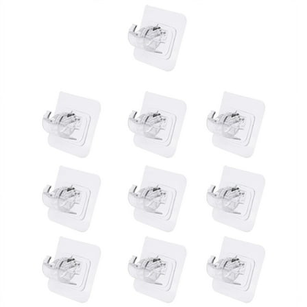 Deliqiba Curtain Rods Brackets 10Pcs Self Adhesive Curtain Rod Holders No Drill Curtain Rods Brackets No Drilling Nail Free Adjustable Hooks -2