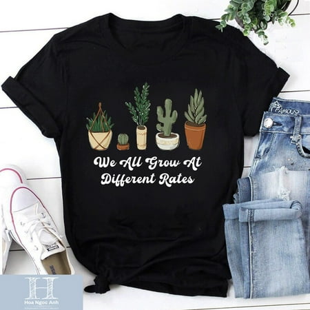 

We All Grow At Different Rates Plants Unisex T-Shirt Autism Awareness Shirt Plants Shirt Back To School Gift Growth Mindset Shirt