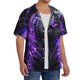 thumbnail image 2 of Balery Purple Plant White Tiger Camisa Casual de Manga Corta con Botones para Hombre, Texturizada, Estilo Cubano, para Playa, Verano-3X-Large, 2 of 5