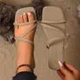 thumbnail image 4 of Domuza Women's Flat Sandals Summer Soft Lightweight Square Open Toe Slides Beach Vacation Pool Casual Home Shower Slipper Camel 9（EU-42）, 4 of 7