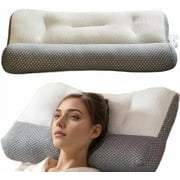 Orthopedic Deep Sleep Pillow - New Sleep Apnea & Ergonomic Pillow for Neck, Shoulder & Side, Back, Stomach Sleepers (Light White-A)