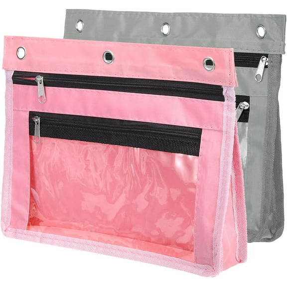 2Pcs Pencil Pouch for 3 Rings Binder, 1inch Expandable Oxford Cloth Large Capacity Zipper Binder Pouch Pencil Case for Office Home, 10.1*7.5*1.6inch