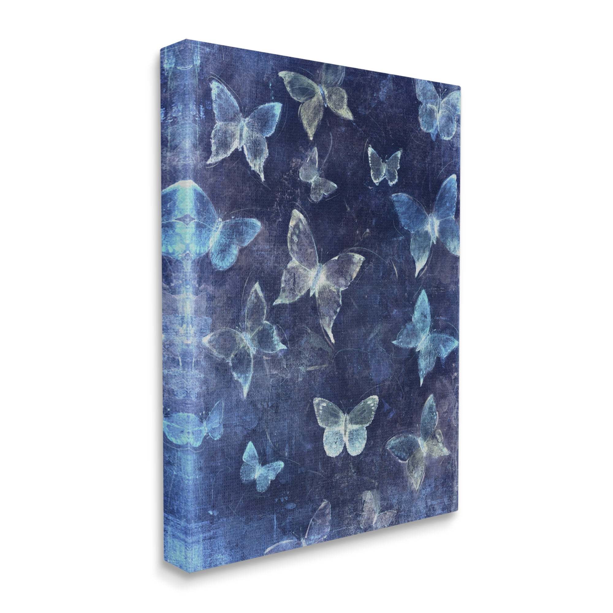 Stupell Industries Blue Modern Butterflies Animals & Insects Painting Gallery Wrapped Canvas Print Wall Art, 36 x 48