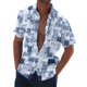 thumbnail image 1 of Men's Summer New Loose Print Short Sleeve Shirt Cardigan Beach Shirt 3XL, 1 of 5
