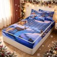 thumbnail image 2 of Manfei Kawaii Xmas Moose Zipper Queen Comforter Set with Fitted Sheet and 2 Pillowcases, Winter Lodge Cabin Zipper Bedding Set, Light Blue, Gray Reversible, 4-Piece, 2 of 7