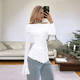 thumbnail image 5 of Blusa de para Mujer, de Larga Abullonada, con Cuello y Hombros Descubiertos, Ajustada, para Salir, Estilo Y2K. S, 5 of 10