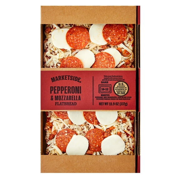 Marketside Pepperoni and Mozzarella Flatbread Pizza, Marinara Sauce, 11.9 oz (Refrigerated)