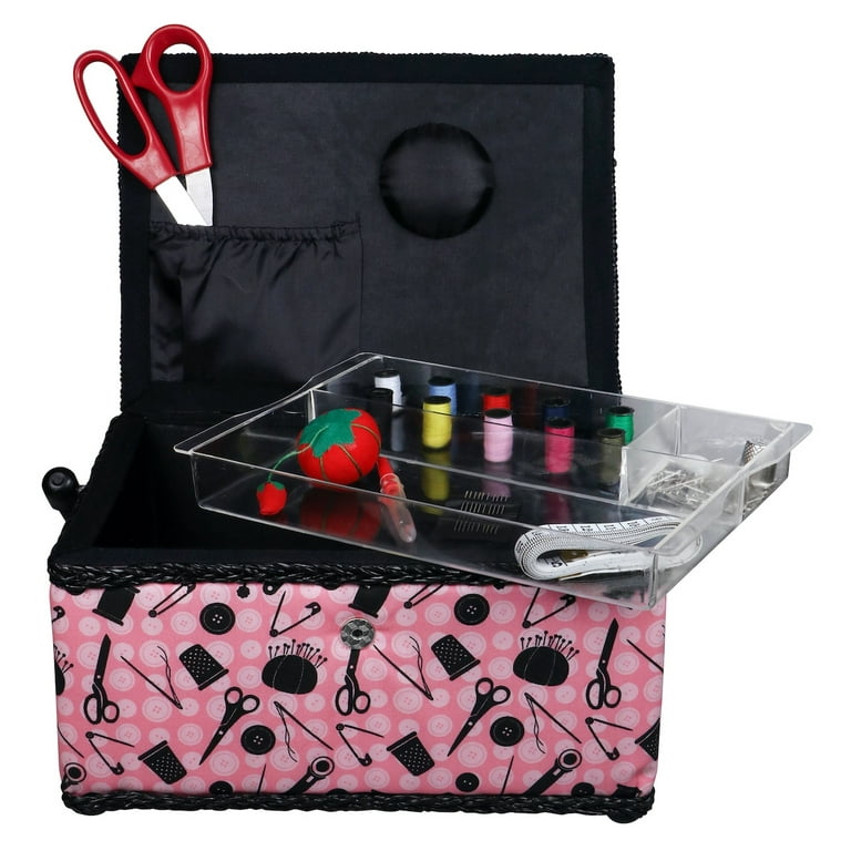 SINGER Small Sewing Basket Multi Bright Dots Print, Sewing Kit Storage and  Organizer, Multicolor 