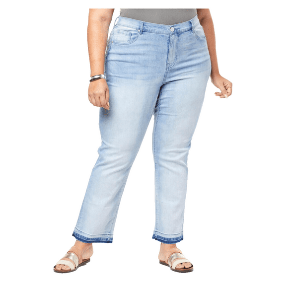 DG2 Diane Gilman New Stretch Shadow-Wash Ankle Jean -Light Wash Blue - 22W