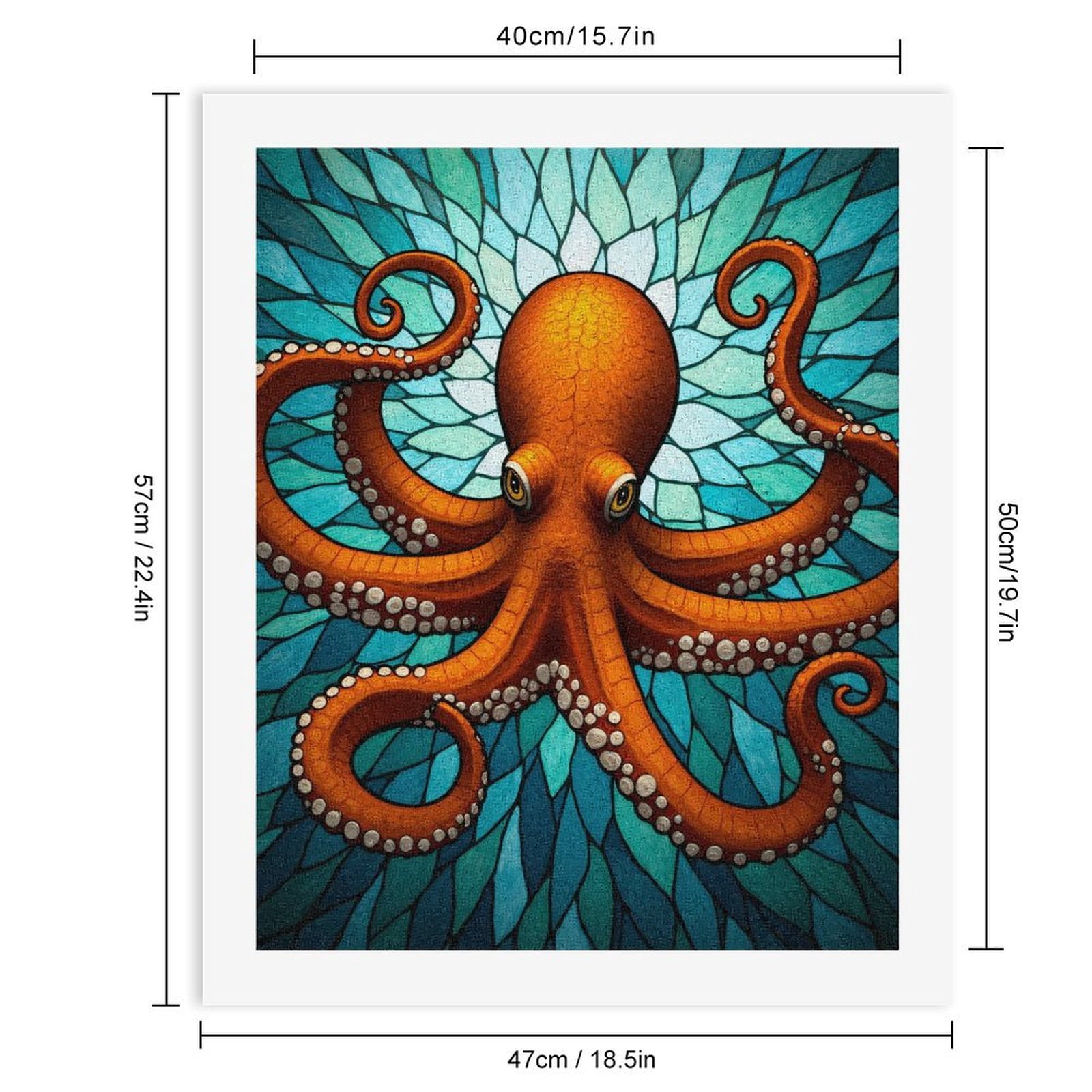 Paint by Numbers Kit for Adults, Orange Octopus Blue Mosaic Ocean Paint by Numbers, Easy Paint by Numbers Kit for Adults Beginner, DIY Adult Paint by Number Kits on Canvas, Home Decor