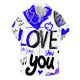 thumbnail image 1 of Camisas Casuales de los Hombres Día de San Valentín Impreso Manga Corta Solapa, Poliéster Ligero para el Ocio de Primavera Verano Y Uso Diario, 1 of 9