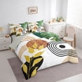 thumbnail image 2 of Castle Fairy Retro Tropical Leaves Bedding Comforter Set 7 Pieces for Kids,Geometric Stripes Full Bedding Set,Green Gold,Grey Reversible, 2 of 7
