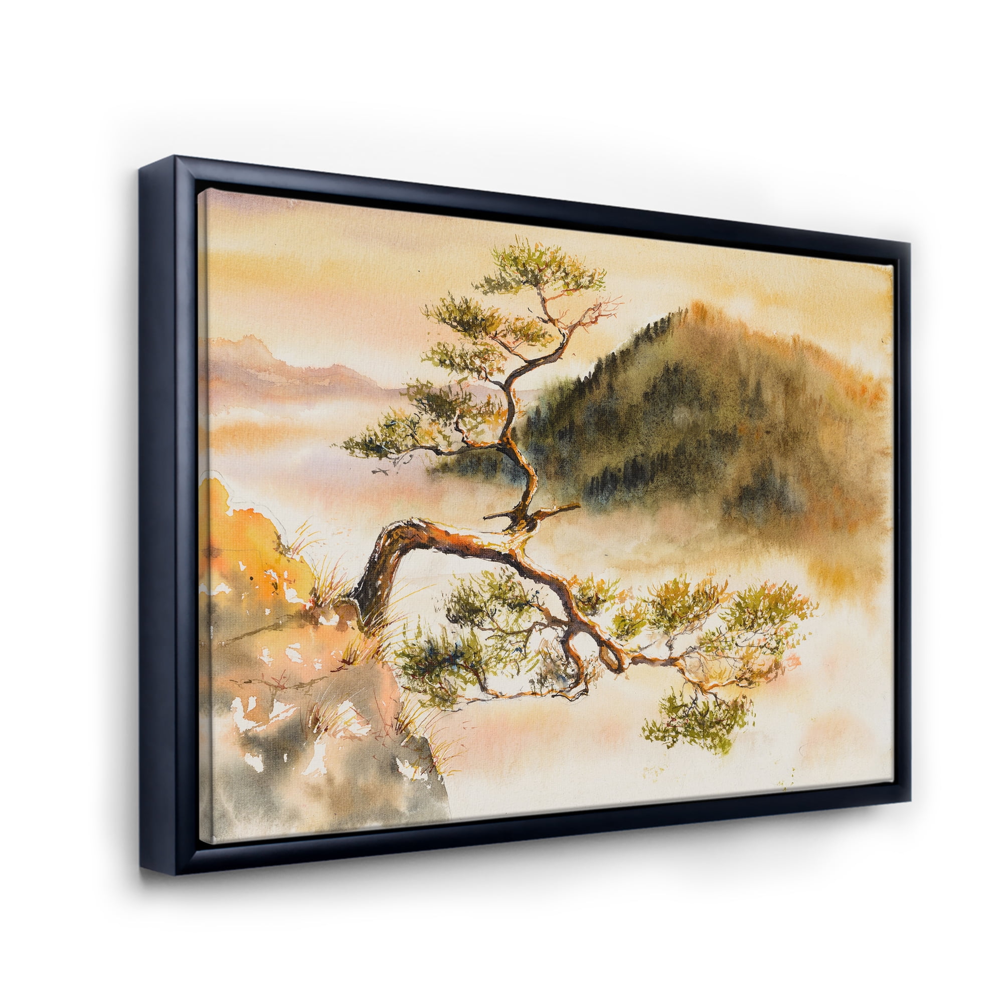 Designart 'The Top of Sokolica Peak With Curved Pine Tree' Traditional Framed Canvas Wall Art Print