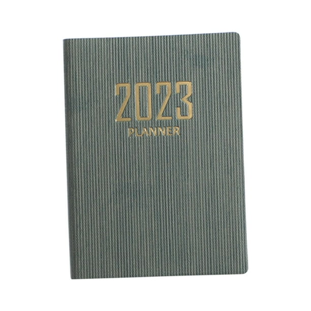 Planificador diario semanal mensual portátil 2023, cuaderno A7, objetivos y hábitos. Verde oscuro