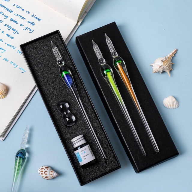 Lubelski Trousse de Stylos à Trempette en Verre à Poignée Ergonomique Motif Méduse (1 Ensemble)