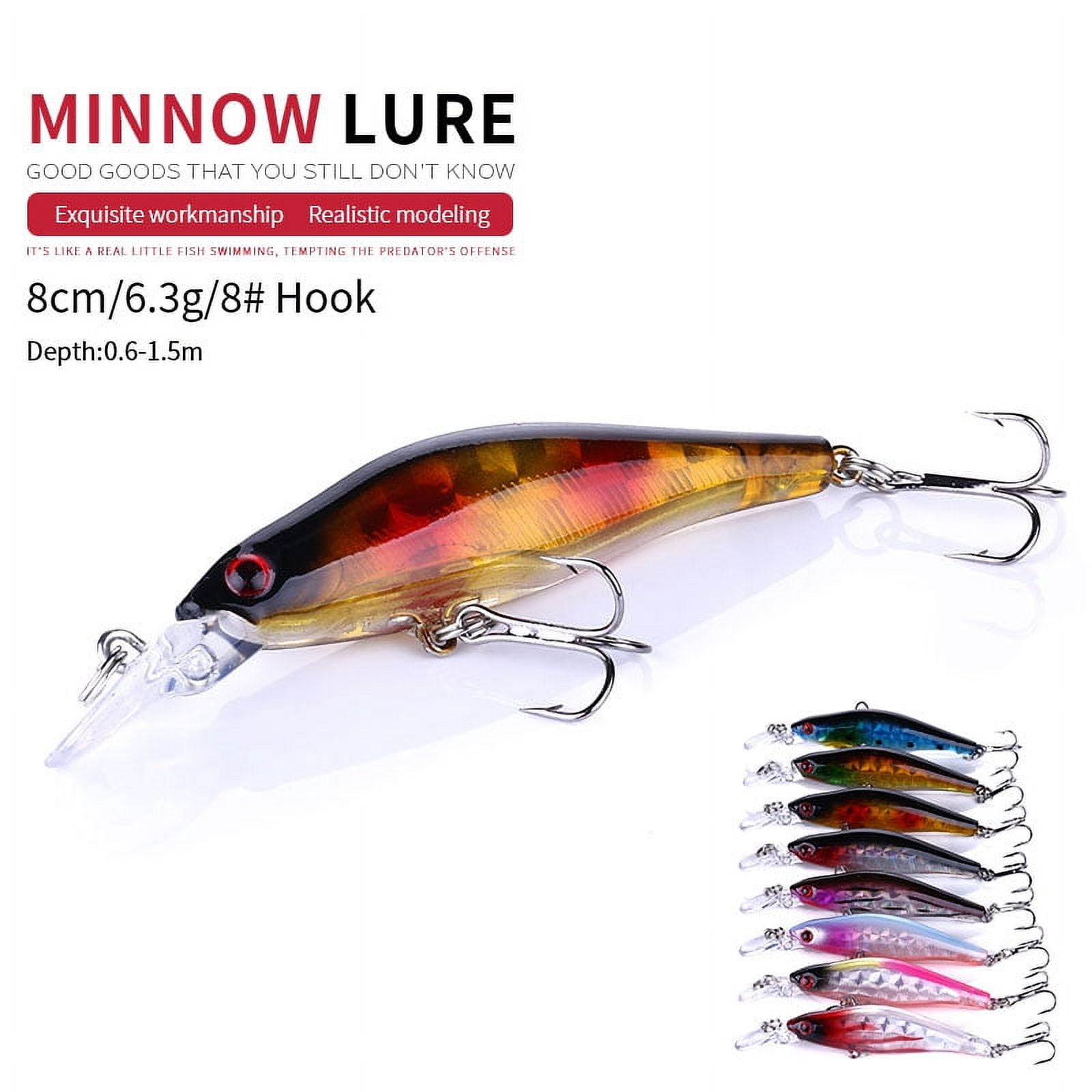 HENGJIA Fishing Deep Diving Fishing Lures Swimbait Sinking Minnow Lure Freshwater Jerkbait Lure 8Pcs/kit