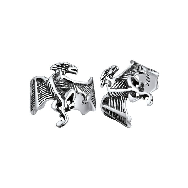 Silvora Dinosaur Ear Cuff para hombres y mujeres Pendientes abiertos de plata esterlina No-Piercing Joyería de oreja ajustable para fiesta de cosplay de Halloween