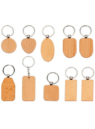 Shein 15 Pieces Wood Keychain Blanks, Wood Key Chain Bulk, Wood Keychain Blanks for Laser Engraving and Chrismas DIY Crafts, Khaki Stainless Steel