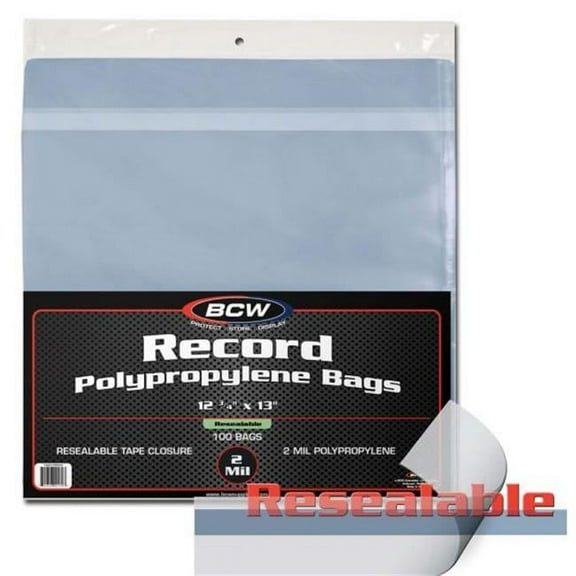 BCW Diversified 2262600170 33 RPM Resealable Bags - Pack of 100