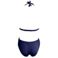 thumbnail image 4 of VNKIDY Womens Solid Halter Triangle Bikini Top Mid Waisted Cross Wrap Brief Bottom Two Piece Swimwear Set For Beach Days Pool Parties Summer Vacations Water Activities SoftSwimwear, 4 of 5