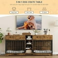 thumbnail image 3 of Towallmark 82” Double Dog Crate Furniture, Large Dog Kennel Indoor for 2 Dogs, Heavy Duty Wooden Dog Crate TV Stand with 4 Drawers and Shelves, Brown, 3 of 7