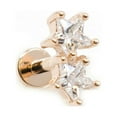 thumbnail image 2 of Clous Plats Filetés à l'Intérieur Acier Chirurgical 16g avec Jumeau CZ Étoile, 2 of 8